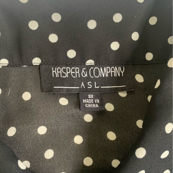 Black with white polka dot sheer Kasper blouse - Picture 2 of 4